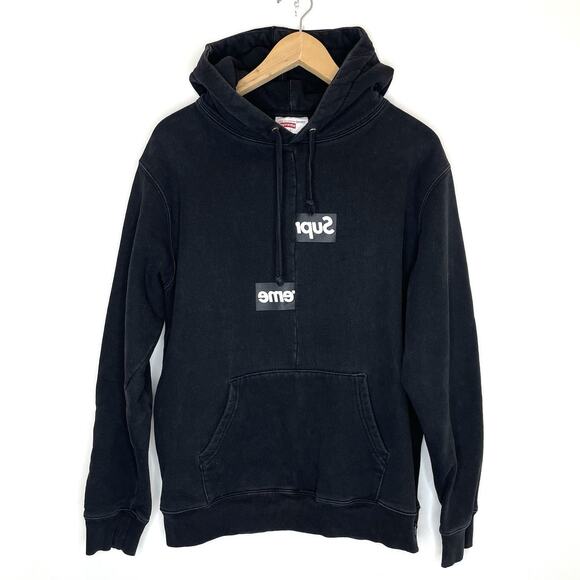 Supreme X Comme des Garcons Split Box Logo Pullover Hoodie Mens Large Black